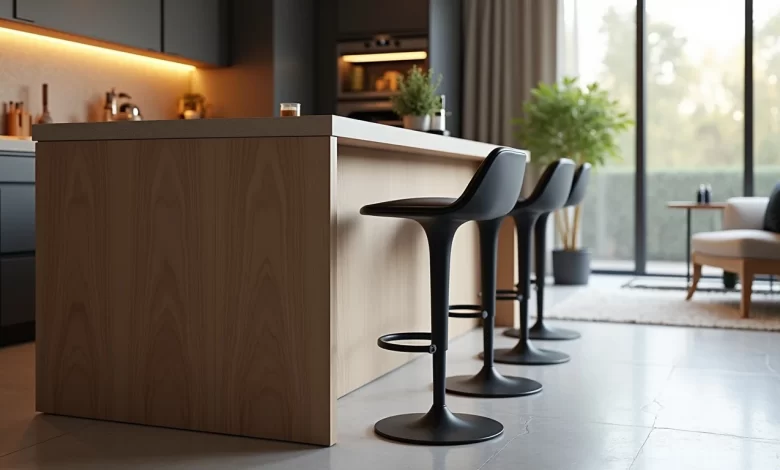 Bar tezgahı önünde ölçü ve konfor odaklı seçilmiş modern bar sandalyesi