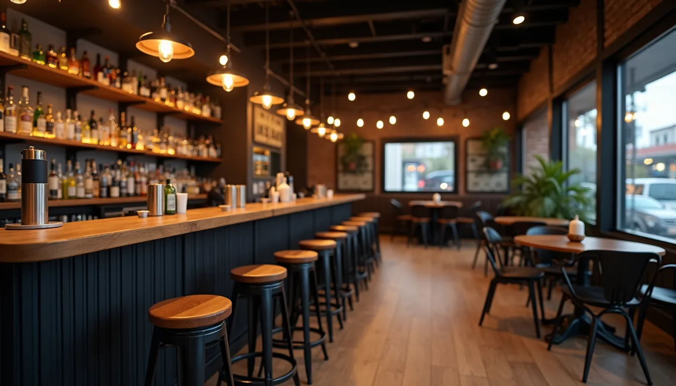 Endüstriyel kafe dekorasyonuna uygun metal ve ahşap bar sandalyesi