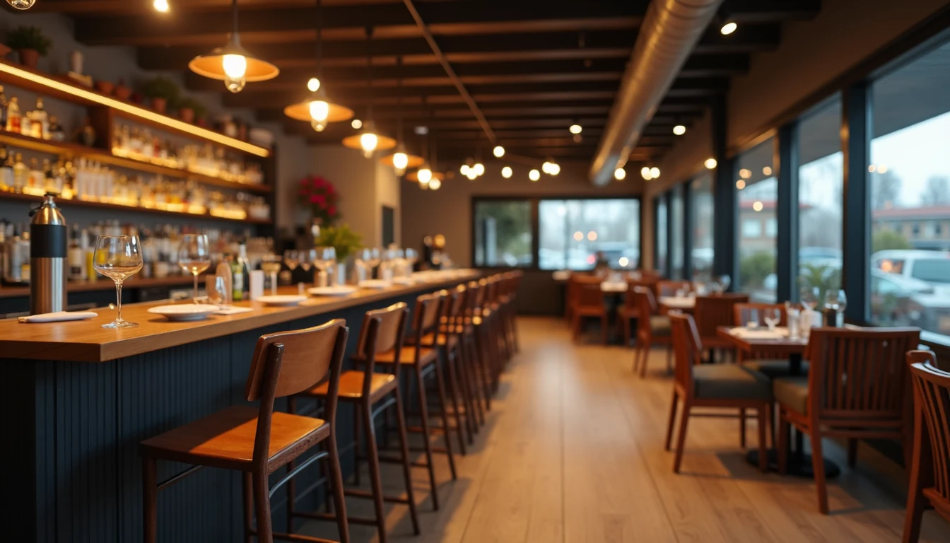 Restoranda sırt destekli ahşap bar sandalyeleri