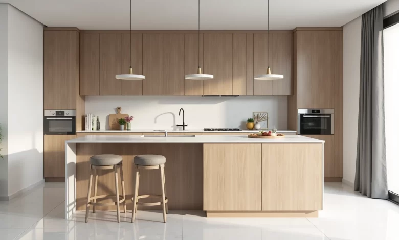 Tezgah yüksekliğine uygun seçilmiş modern bar sandalyesi