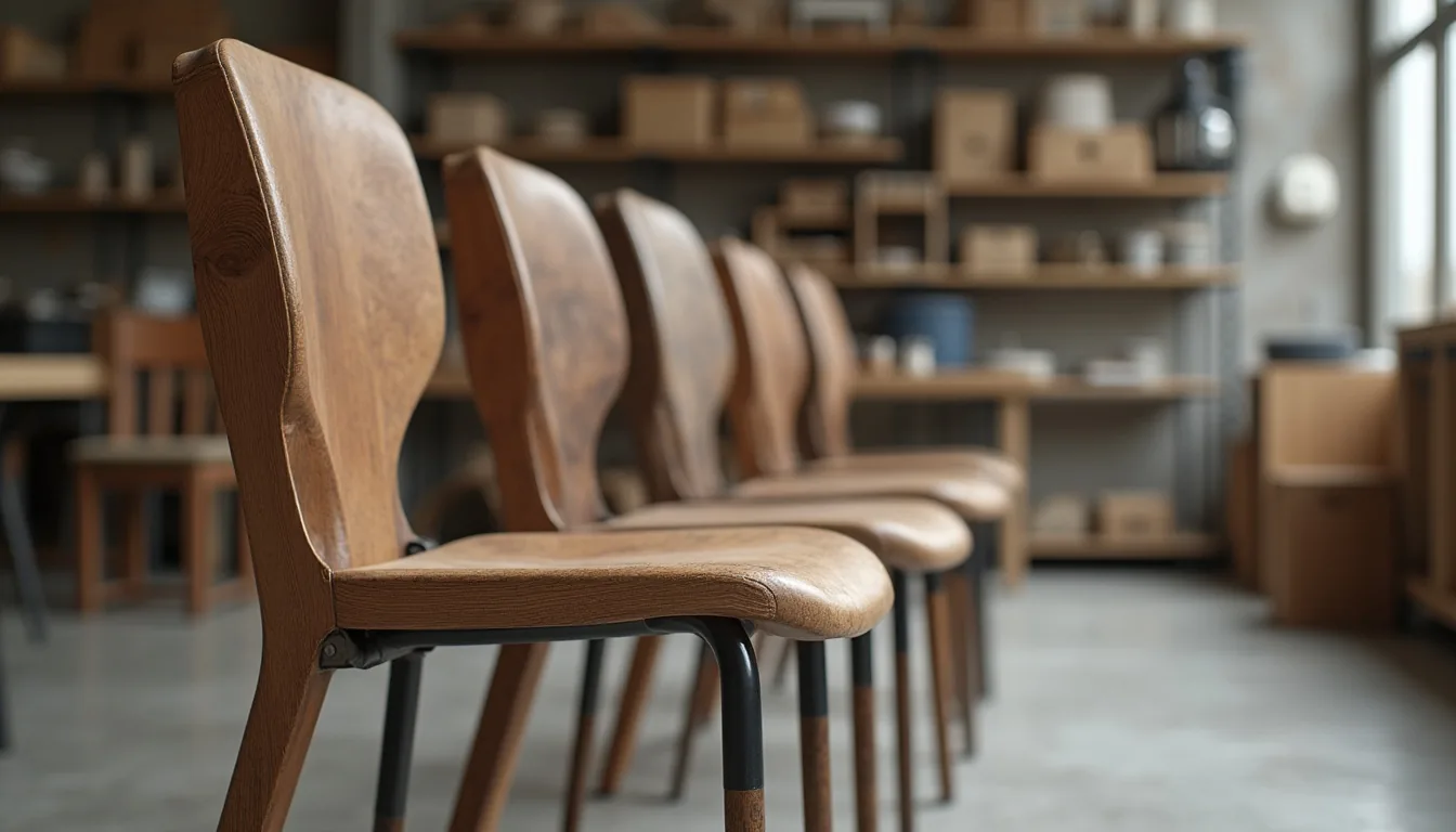 Yoğun kullanıma uygun ahşap ve metal cafe sandalyelerinin malzeme detayları