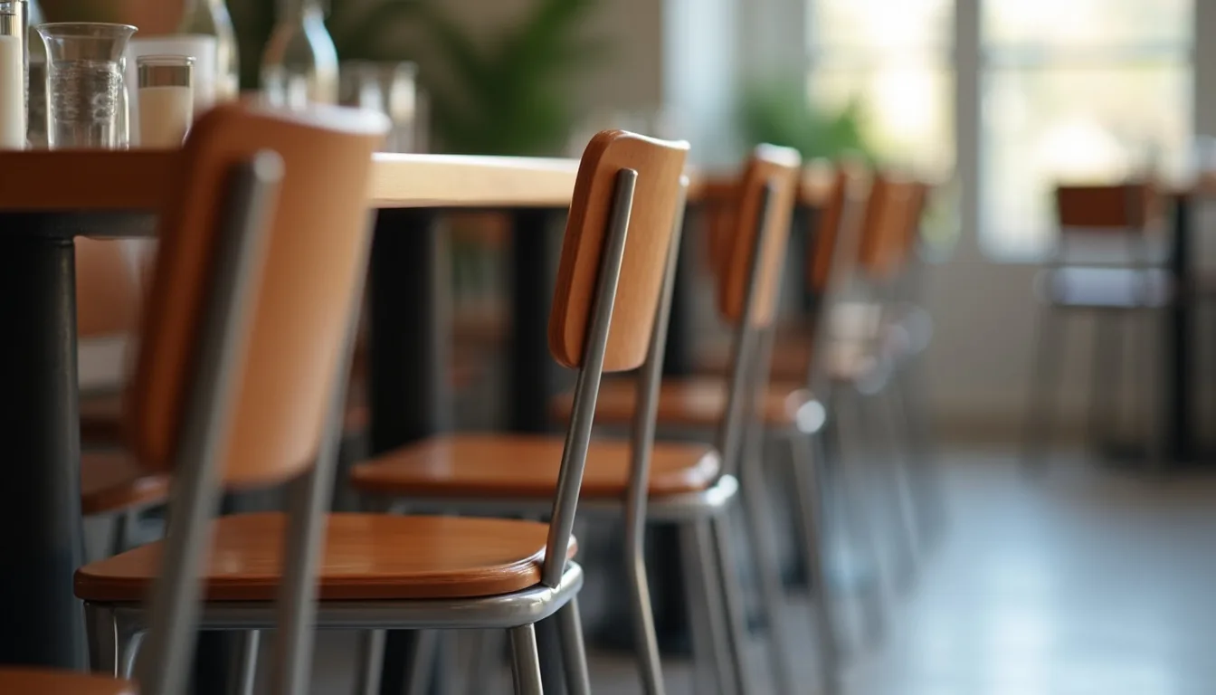 Cafe sandalyesi seçiminde oturum yüksekliği ve konfor ölçülerini gösteren yakın plan