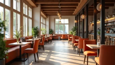 Modern bir cafede dekorasyona uygun cafe sandalyesi seçimi örneği