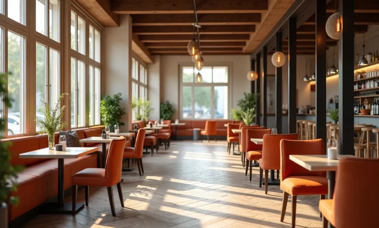 Modern bir cafede dekorasyona uygun cafe sandalyesi seçimi örneği