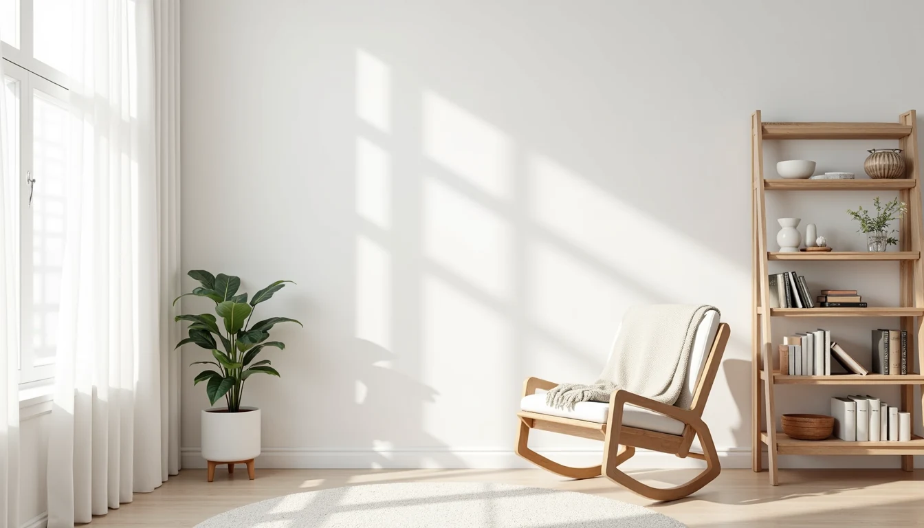 İskandinav tarzı ahşap sandalye ile oturma odası