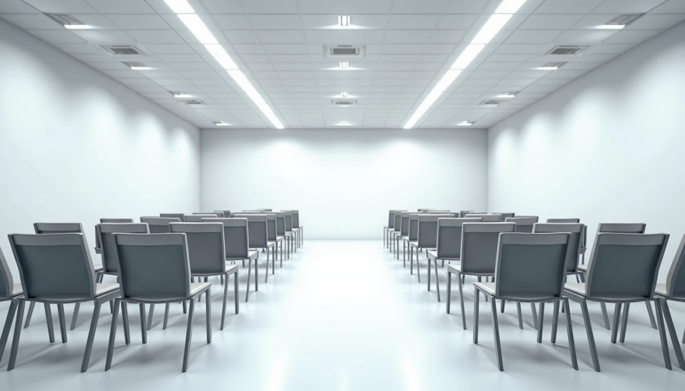 Toplantı odasında istiflenebilir katlanır sandalye, kurumsal ofis ortamı