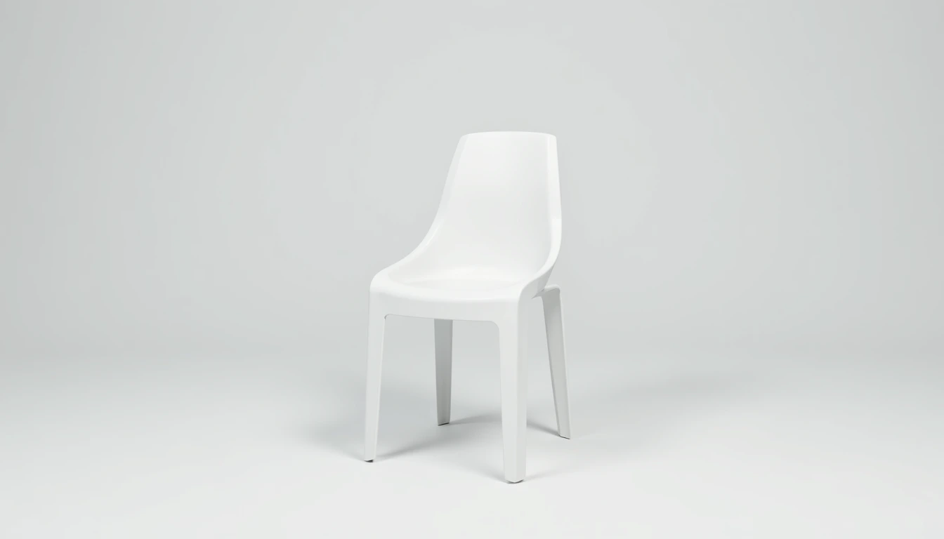 Beyaz modern plastik sandalye stüdyo ürün çekimi