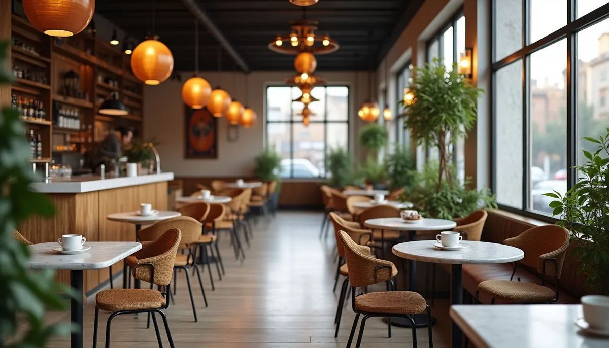 Modern cafe sandalyesi ic mekan fotografi - ahhsap ve metal sandalyeler