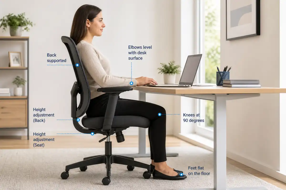 Ayarlanabilir yükseklikli sandalye ve masa - ergonomik çalışma alanı düzenlemesi