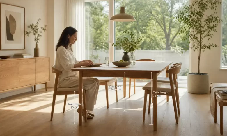 Sandalye ve masa yükseklik uyumu - ergonomik yemek masası ve sandalye düzenlemesi