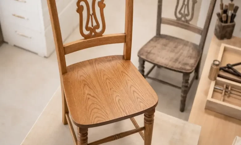 Sandalye yenileme ve restorasyon süreci: ahşap sandalyenin restore edilmiş hali